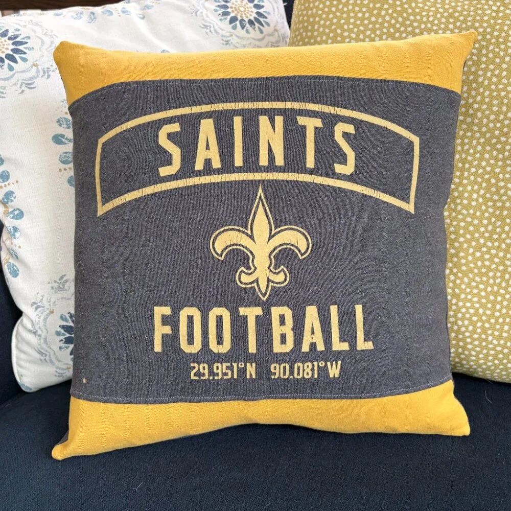 New Orleans Saints NFL Handmade reworked t-shirt 16x16 throw Pillow Cover